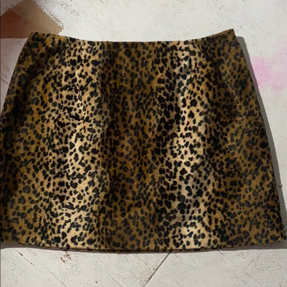 Faux Fur Leopard Print Mini Skirt